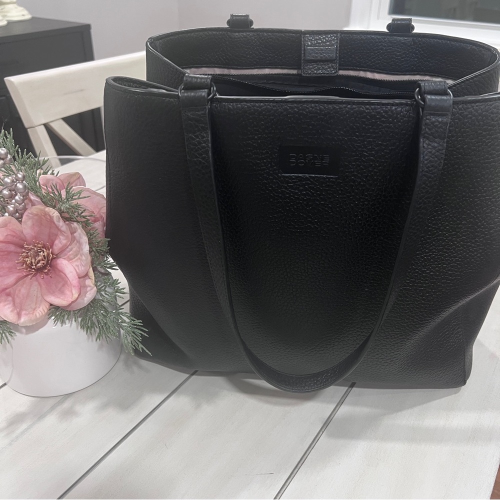 Dagne Dover Allyn Leather Tote, Large, Black Onyx
